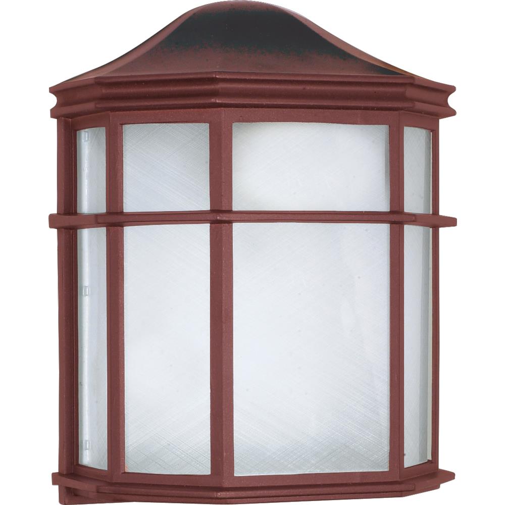 Nuvo Lighting 60/538  1 Light - 10" - Cage Lantern Wall Fixture - Die Cast; Linen Acrylic Lens in Old Bronze Finish